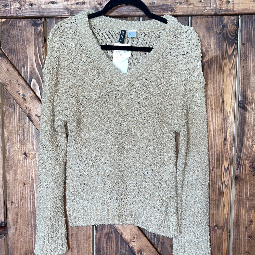 H&M Women's Beige V-Neck Sweater